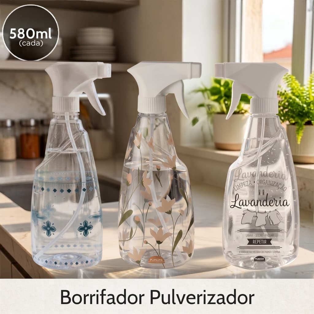 Borrifador Pulverizador 580 ml Multiuso Limpeza Jardinagem Planta Gatilho Bico Spray Produto Água