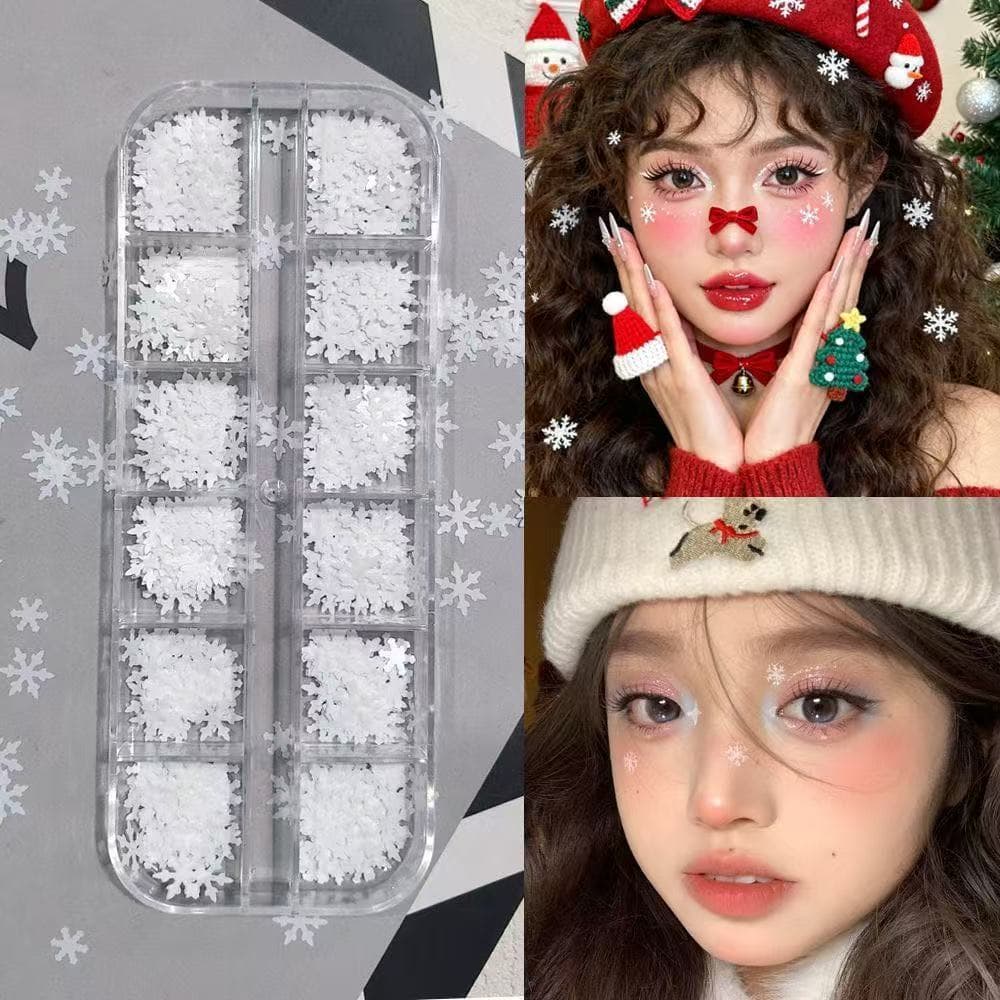 Natal maquiagem remendo natal Manicure glitter lantejoulas maquiagem rosto branco floco de neve ornamentos de palco glit