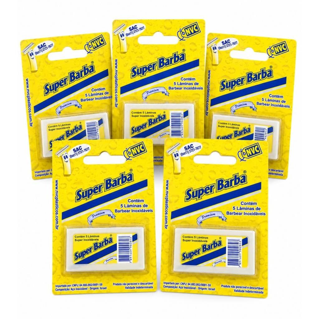 Kit 25 Laminas De Barbear Inoxidáveis 5 Kits - Super Barba