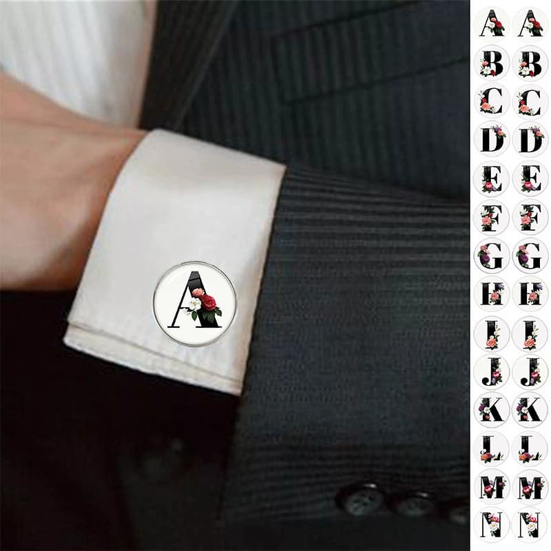 Abotoaduras masculinas com design AZ de letra única prata novo design abotoaduras de letras presentes masculinos