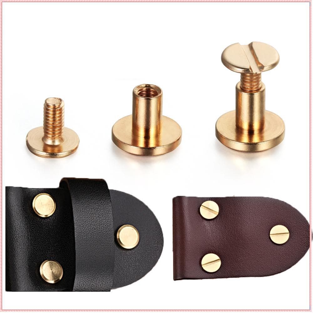 10 Peças 5/6.5/8mm Parafuso De Unha Sólido Latão Livro De Unhas DIY Parafusos De Cabeça Redonda