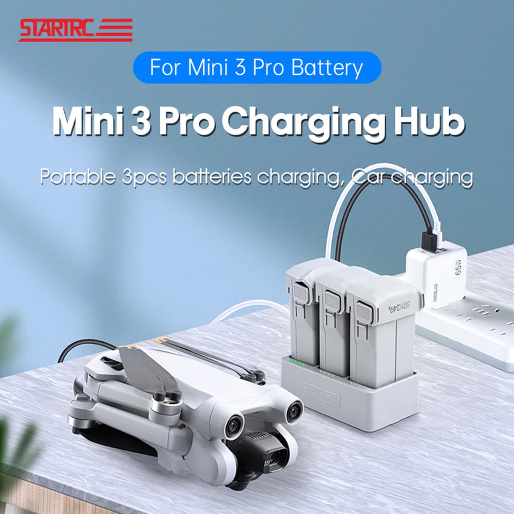 3 Solts Bateria Carregador 3 Em 1 Acessórios De Hub De Carregamento Rápido Para Mini 3 PRO