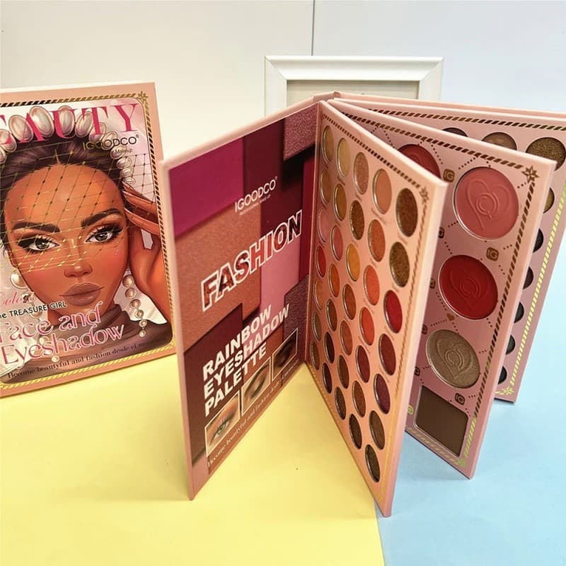 Livro de Maquiagem 82 Cores Treasure Girl, Paleta de Sombras Matte, Livro de Blush com Glitter, Corretivo para Olhos, Pi