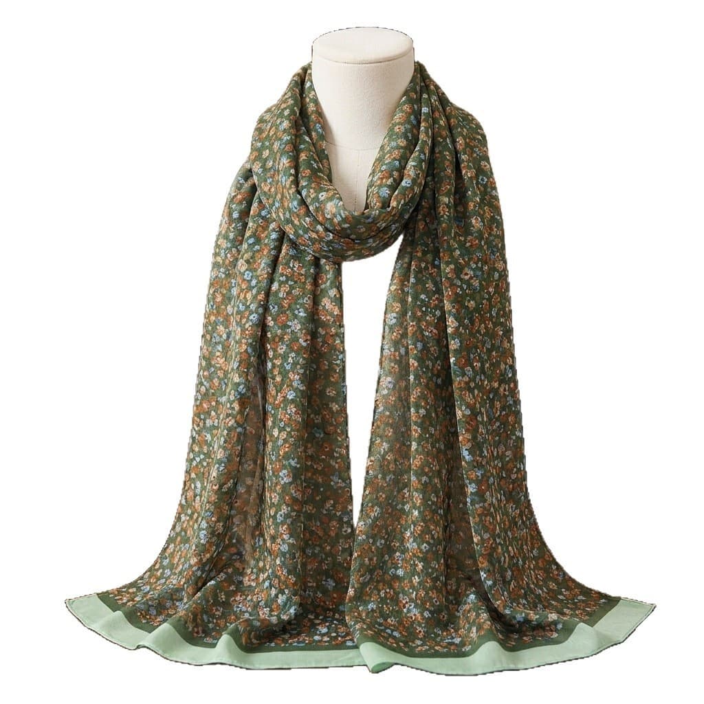 Novo estilo pequeno lenço de seda Floral 50*160 impresso lenço longo feminino moda All-Match Georgette protetor solar ga