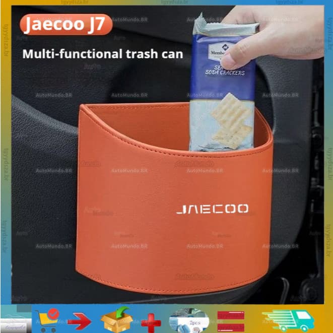 Para Jaecoo J7: Lixeira de Couro para Carro, Acessórios de Armazenamento para Pendurar na Porta, Suprimentos para Modifi