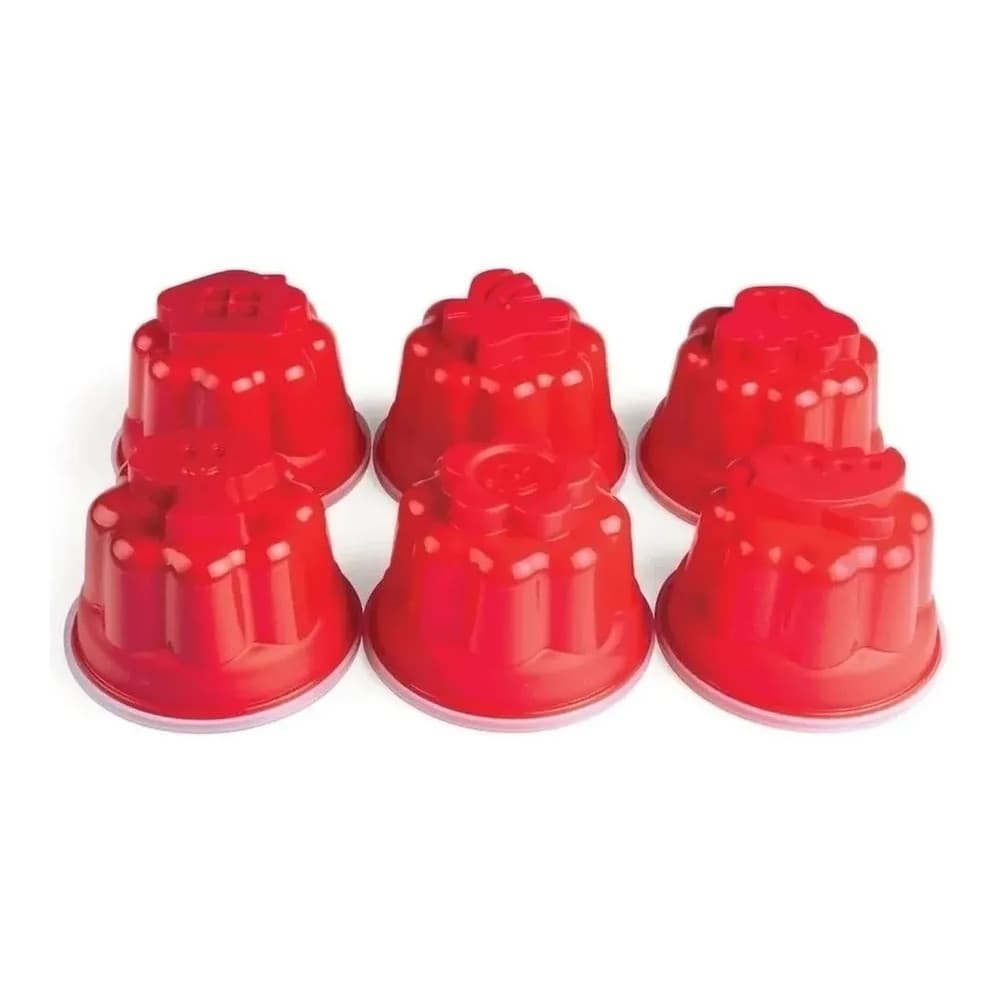 2x 6 Formas Potes Gelatina Pudim Individuais 150ml Vermelho