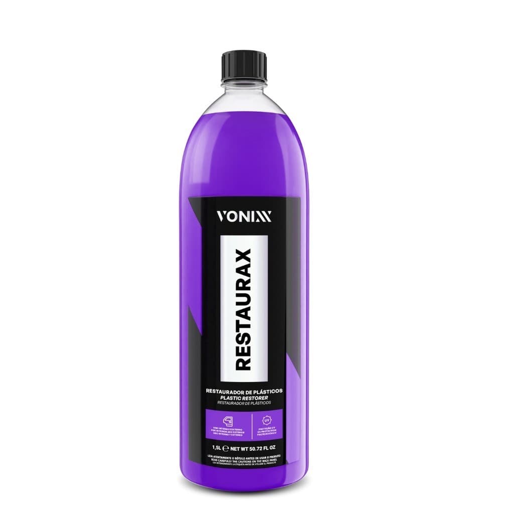 Restaurax 1,5l Vonixx Restaurador de Plásticos Automotivos Brilho e Proteção Aspecto de Novo