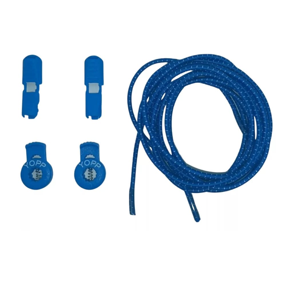 Cadarço Elástico Yopp Azul para Esportes com Reguladores e Ponteiras Comprimento 97 cm Ideal para Corridas