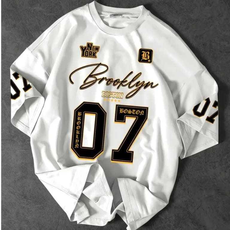 Camiseta T-shirt Streetwear Boston 07 Brooklyn Camisa Algodão Premium Estampada