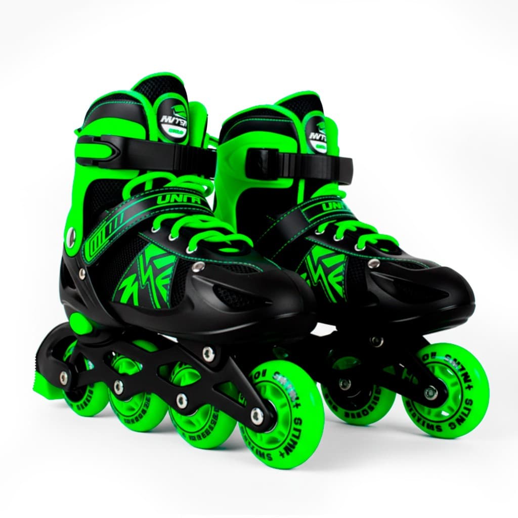 Patins Infantil Roller Inline 4 Rodas Tamanho Ajustável Cor Verde Meninos - Unitoys