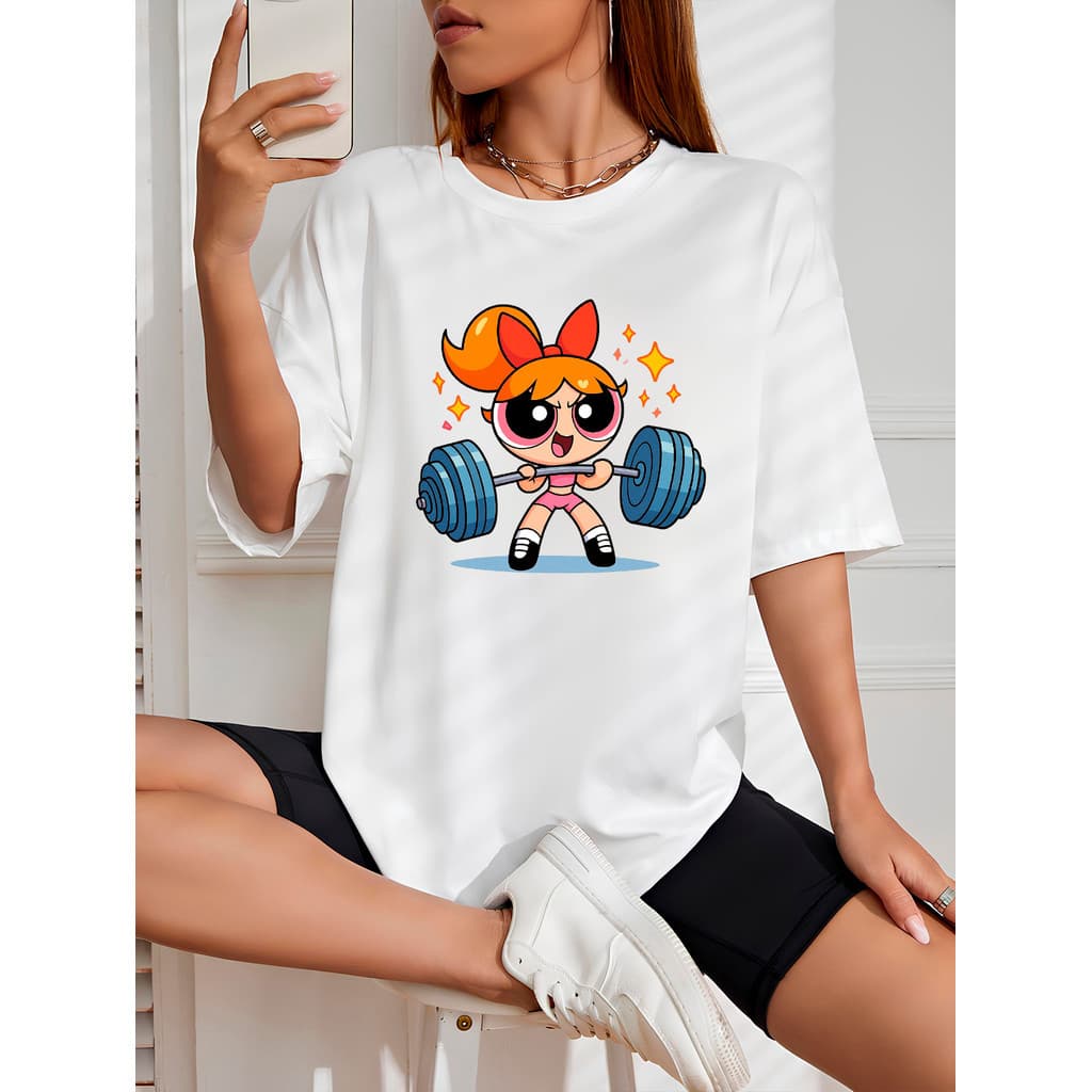 Camiseta Feminina Básica Treino Camisa de Algodão Moda Blogueira Florzinha Treinando