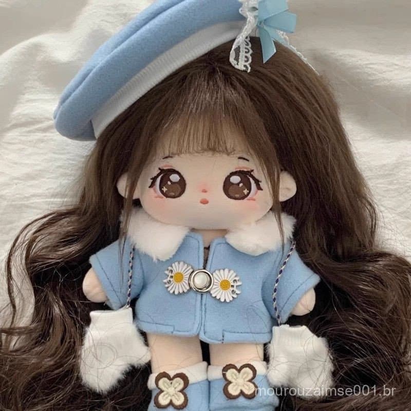 Boneca de Pelúcia Qiaofu de 20cm Sem Ossos com Peruca e Roupas de Bebê Presente de Aniversário Feminino