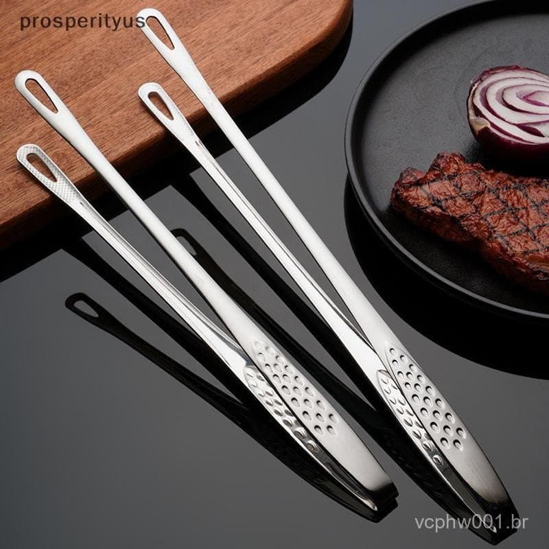 [prosperityus] 2 Peças Pinças De Cozinha Para Churrasqueira De Aço Inoxidável Carne Alimentos Clipe Ferramentas Churrasc