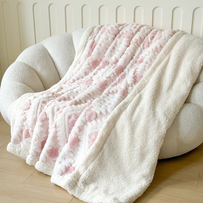 Nova luz de luxo catiônico Jacquard oco Taffeine cordeiro velo quente Nap cobertor duplo cobertor escritório