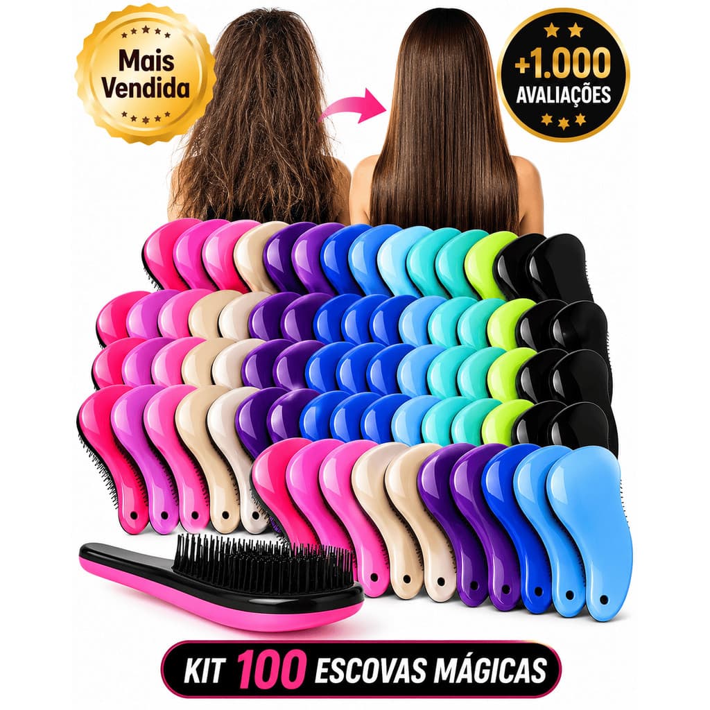 Kit 100 Escovas Mágicas premium pra cabelo Anti Frizz PARA LEMBRANCINHA