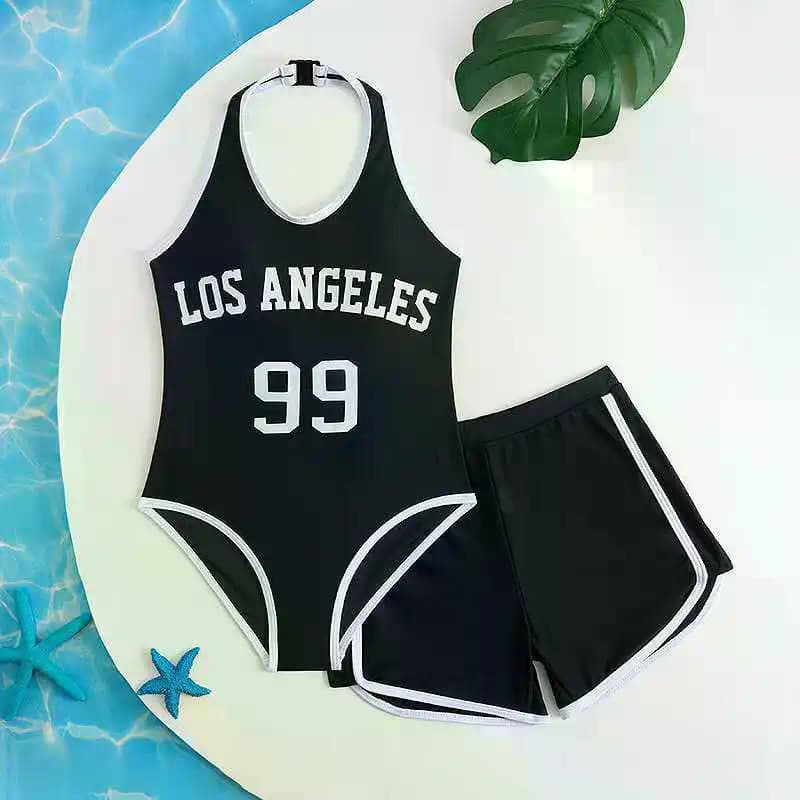 Meninas Maiô De Uma Peça 8-12 Anos Crianças Com Shorts Adolescentes Roupa De Banho Preto Esportes Bodysuit Trajes Crianç