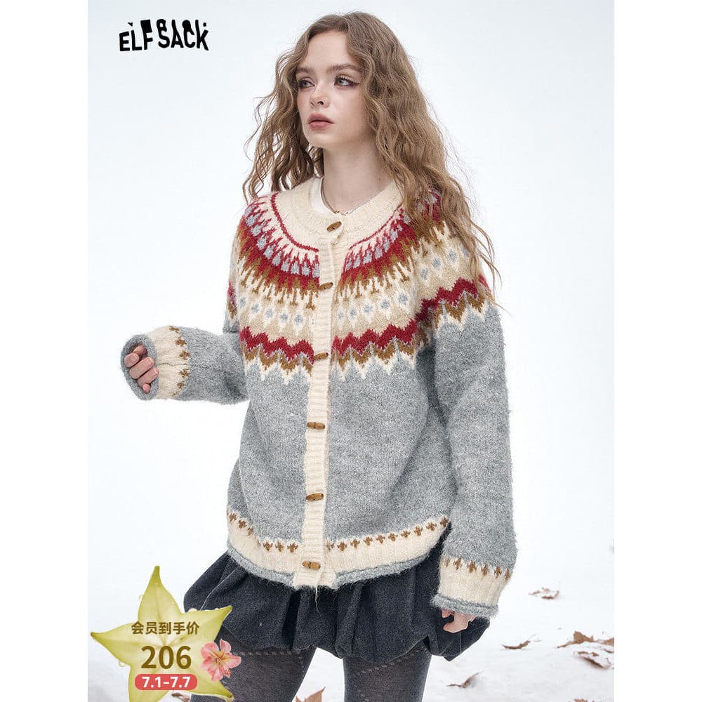 Fada bolso Phil ilha cinza Cardigan camisola feminina 2026 primavera outono novo estilo High-End mais magro olhar jaquet