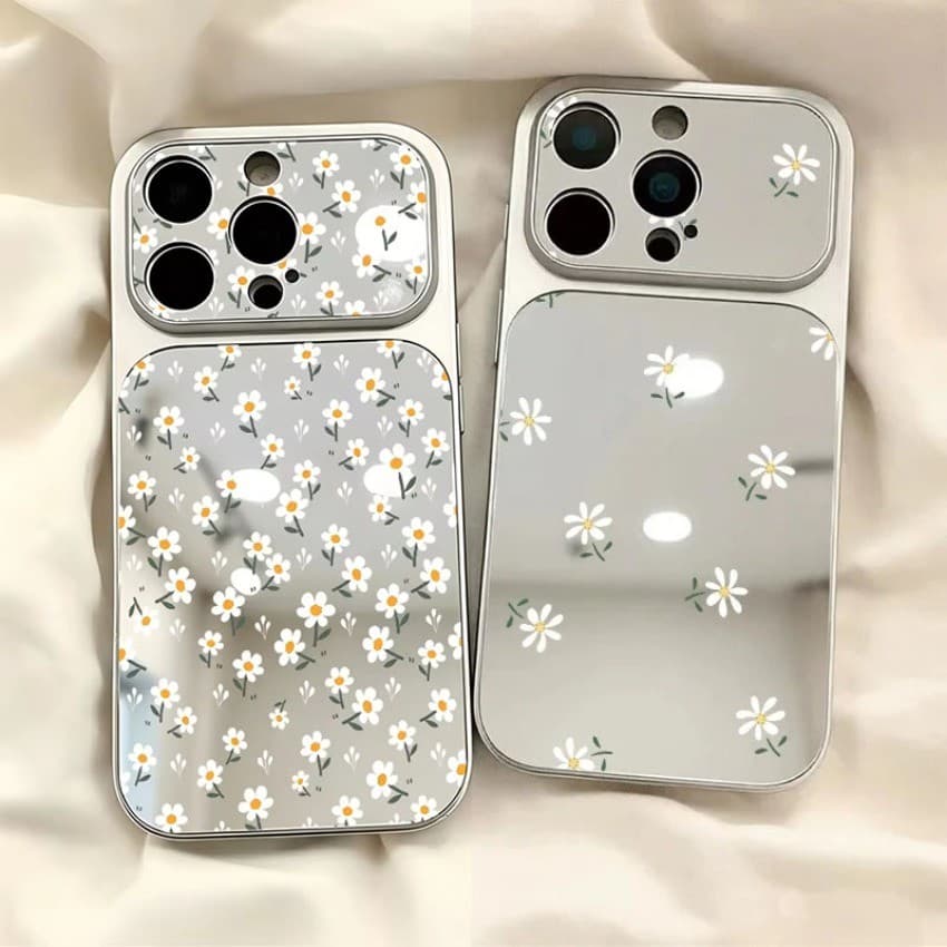 Capa De Telefone Macia Com Espelho Floral Margarida Fresca Para OPPO A6C A6X A6T A6S A6 A5 A3 Pro A5X A5i A3X De Maquiag