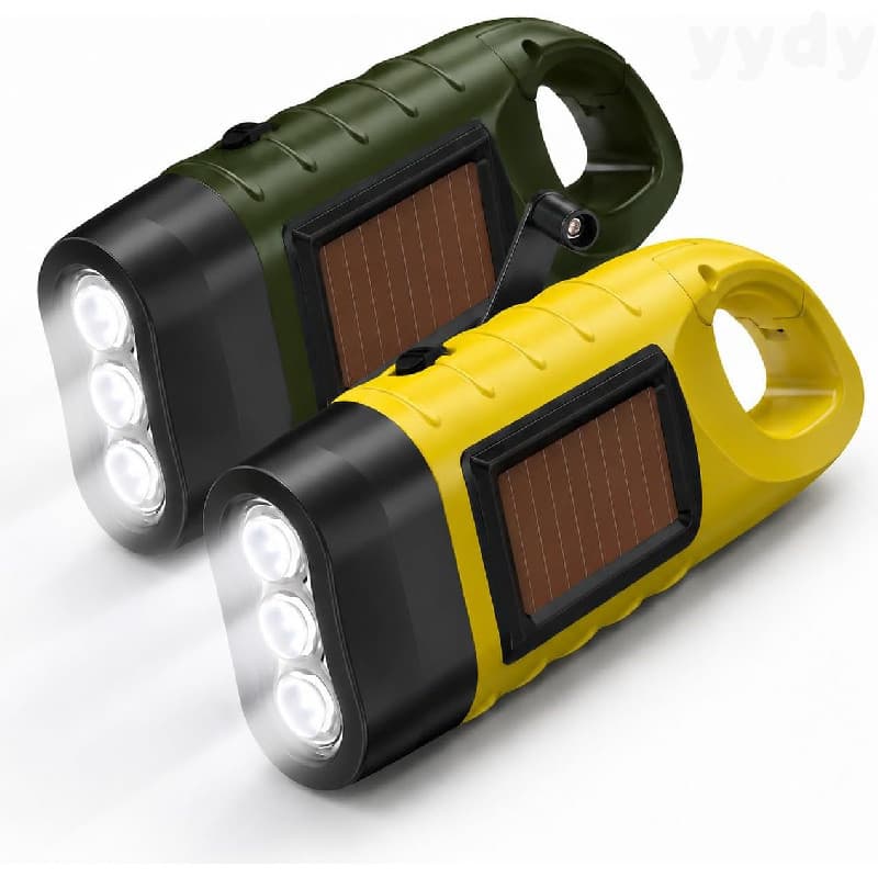 Pacote com 2 Tochas Solares Recarregáveis com LED e Gancho de Mosquetão |   Luz LED recarregável com carregamento solar