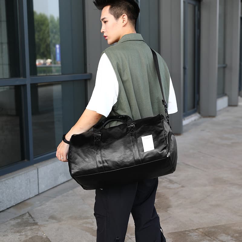 Bolsa de viagem de curta distância Bolsa de bagagem simples de couro esportiva à prova d'água Bolsa de ginástica B