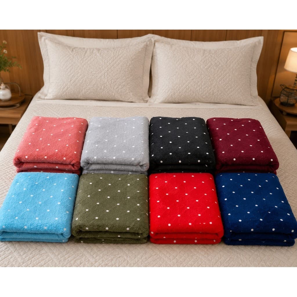 Manta Cobertor Casal 2mX1,80m Mantinha Inverno Microfibra Plush Antialérgico Quentinho Estampada Poá