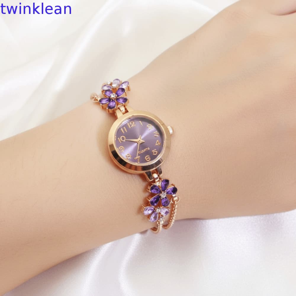 Relógio Feminino Com Pulseira TWINKLEAN , De Pulso De Quartzo Flor , Corrente Dupla Em Camadas , Relógios De Negócios Fe