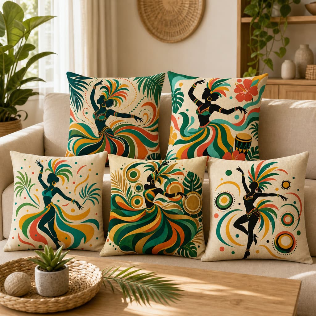Capa De Almofada Tropical Brasil Samba , Fronha Decorativa Para Sofá , Quarto , Sala De Estar , 1 Unidade