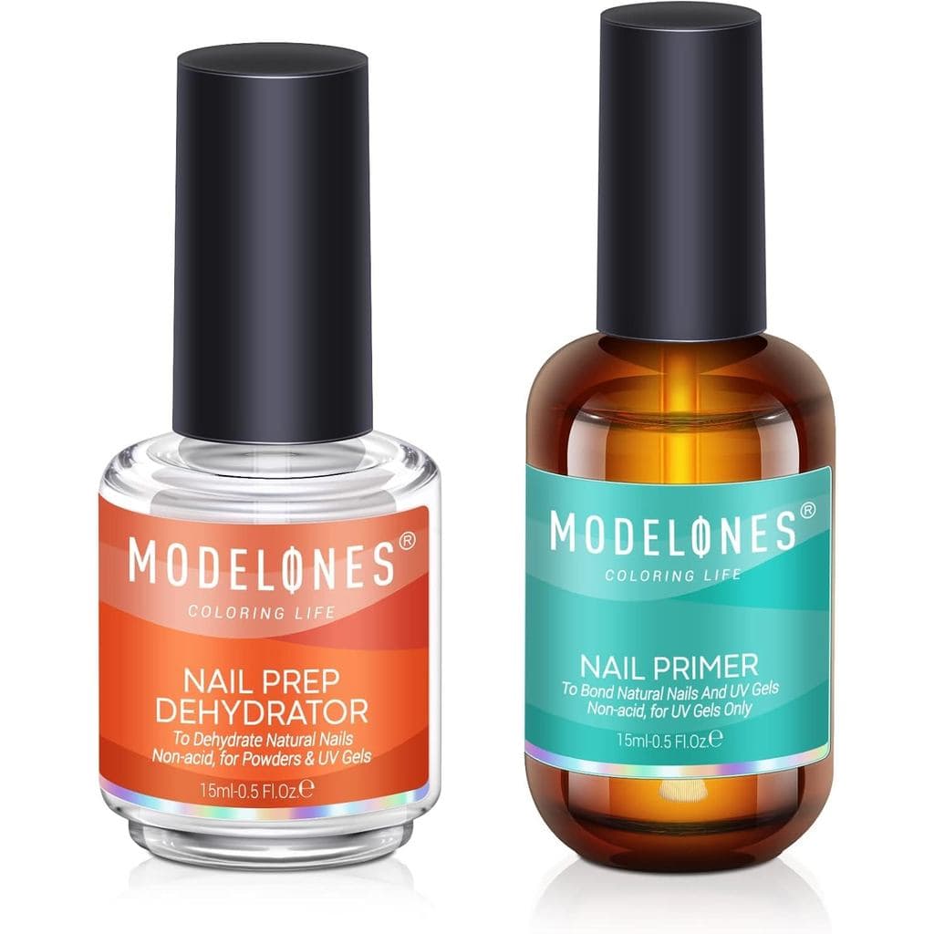Modelones Primer Profissional para Esmalte em Gel, 2 Peças de 15ml, Desidratador de Unhas Naturais Sem Ácido, Primer de