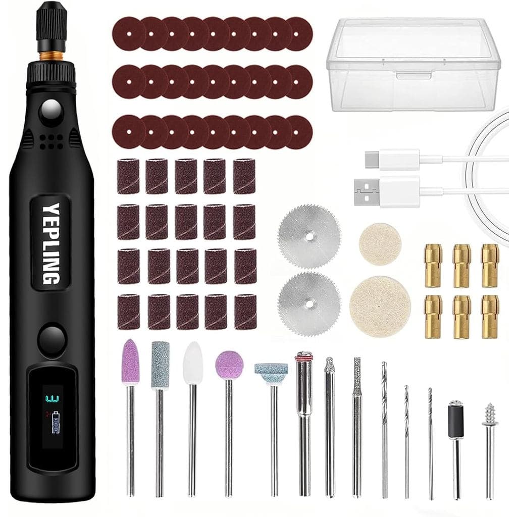 Ferramenta Rotativa Sem Fio, Kit Mini Polidor Elétrico DIY de 3 Velocidades com Bateria de Íon de Lítio 3.7V e Tela LED,