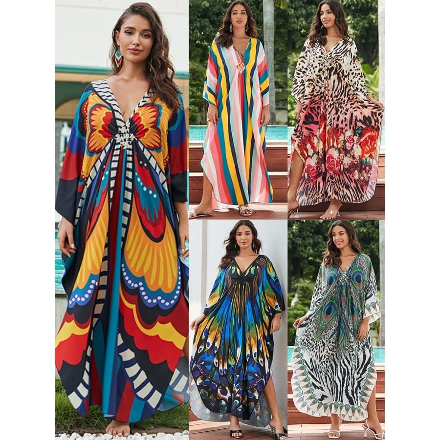 Blusa de biquíni posicionamento impressão solta tamanho grande macacão Robe protetor solar roupas novo estilo europeu am