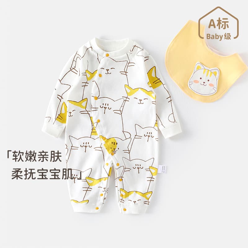 Macacão de bebê primavera outono roupas de algodão puro babador macacão desossado bonito de manga comprida dos desenhos
