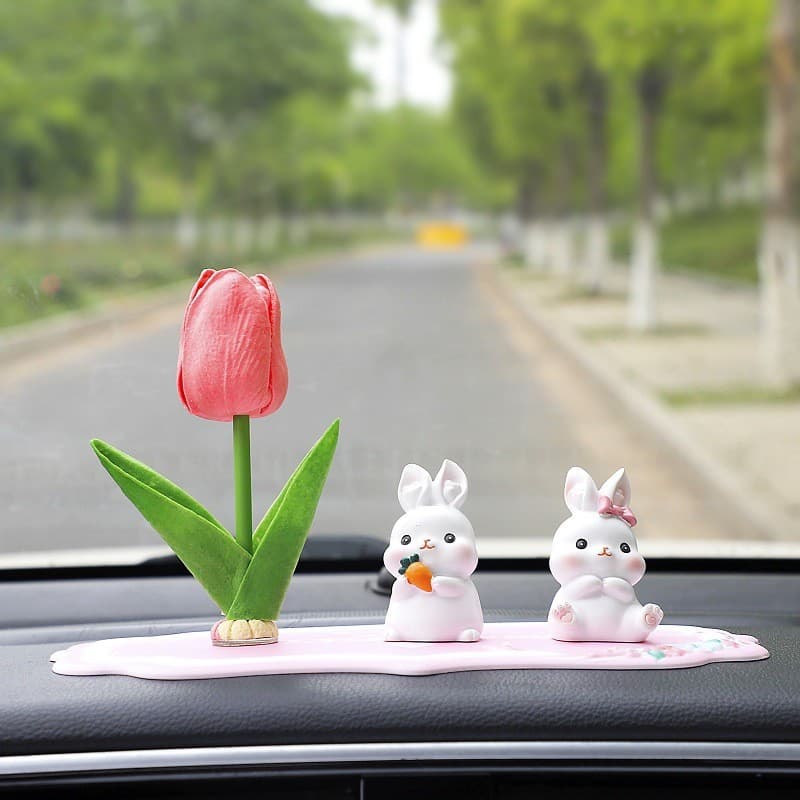 Ornamentos de flores de tulipa para carro, itens criativos de decoração para o interior do veículo, acessórios de alta q