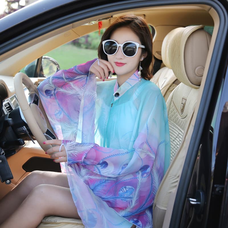 Primavera verão moda novo estilo protetor solar xale manto chiffon pára-sol praia condução All-Match exterior chiffon fi