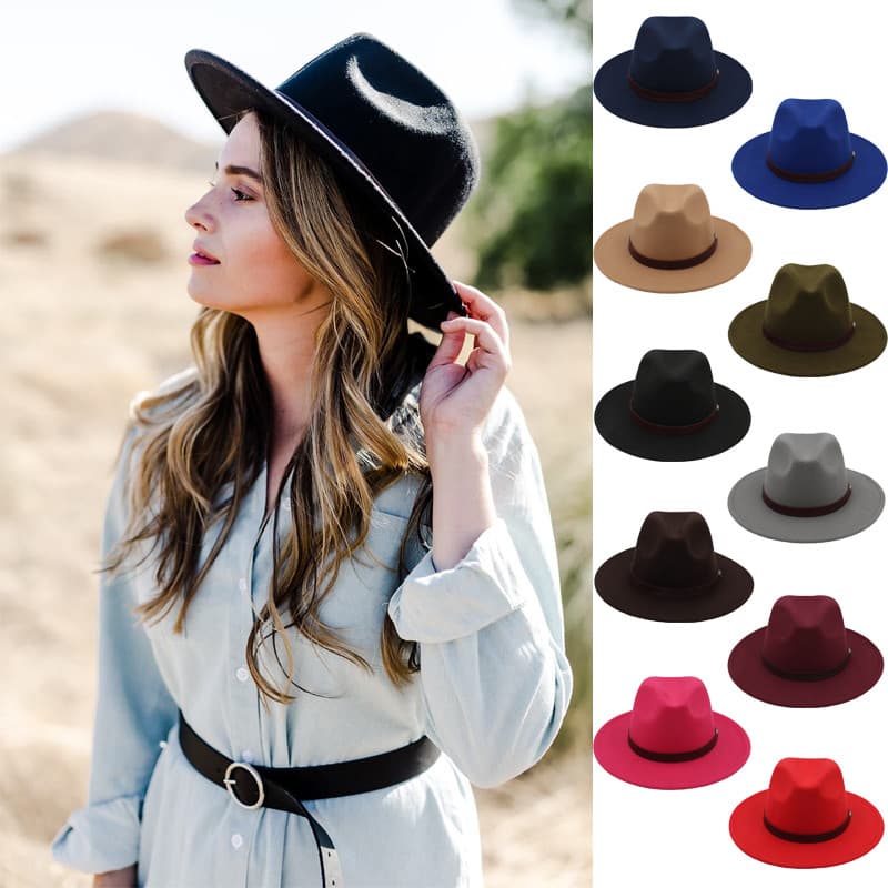 Outono inverno estilo pai-filho meninos meninas crianças chapéu panamá de lã britânico europeu americano clássico Retro