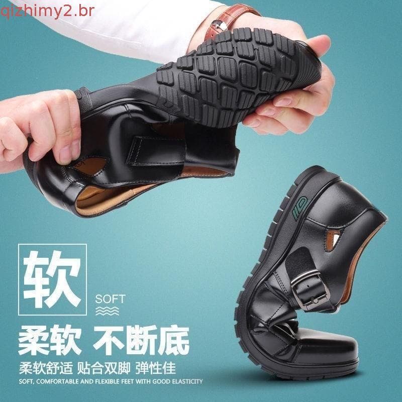 Homens 2024 Novas Sandálias De Couro Primavera Sapatos Homem Verão Praia Exterior QBHW