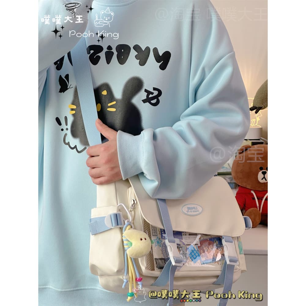 Bolsa mensageiro estilo Preppy de grande capacidade japonesa bolsa de dor bidimensional Casual All-Match estudante class