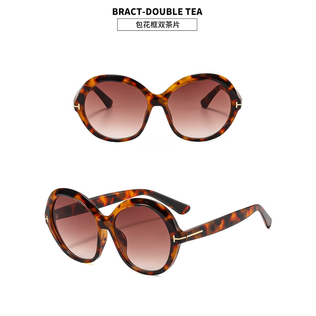 kit oculos de sol feminino oculos de sol oculos blogueira feminino Armação grande redonda em forma de T mostrando rosto