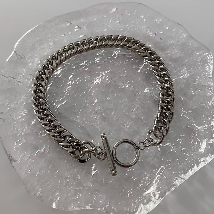 pulseira masculina pulseira Pulseira de aço de titânio masculina ins Hip Hop nicho Design Retro pulseira feminina verão