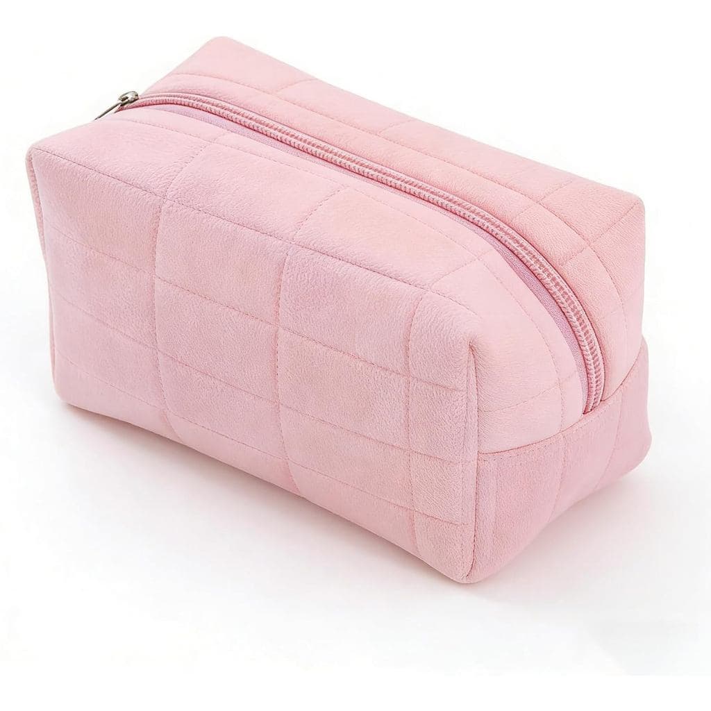 Bolsa de Cosméticos Acolchoada Macia, Nécessaire de Viagem, Organizador de Higiene Pessoal de Pelúcia nas Cores Rosa, Az