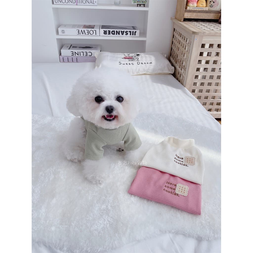Roupas para cães roupas para gatos de estimação Waffle camisa de fundo outono inverno calor Bichon Teddy Pomeranian ins