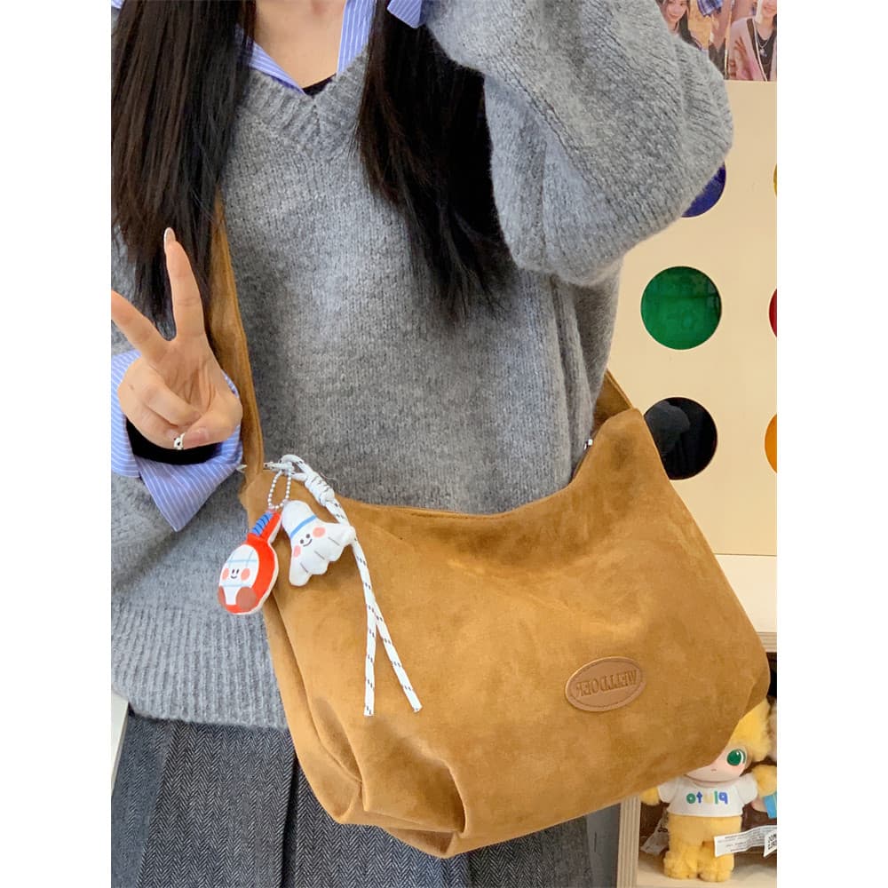 Nicho versão coreana ins estilo simples camurça de grande capacidade de um ombro mensageiro sacola feminina Commuter cla