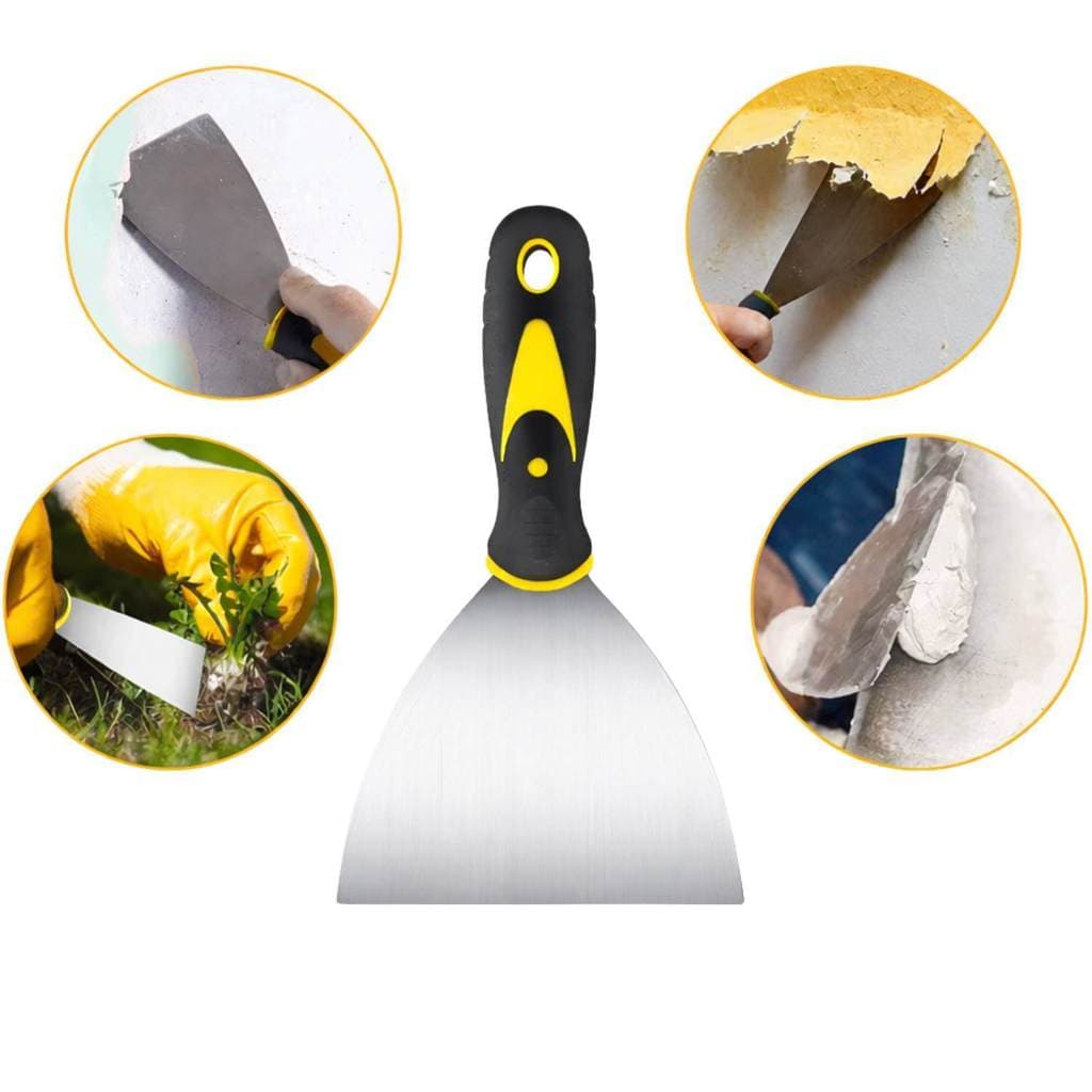 Espátula de Aço com Cabo Emborrachado [5 Polegadas] FBG Plástico Carbono Inox 75mm Decor Colors Espátulas Reforçado
