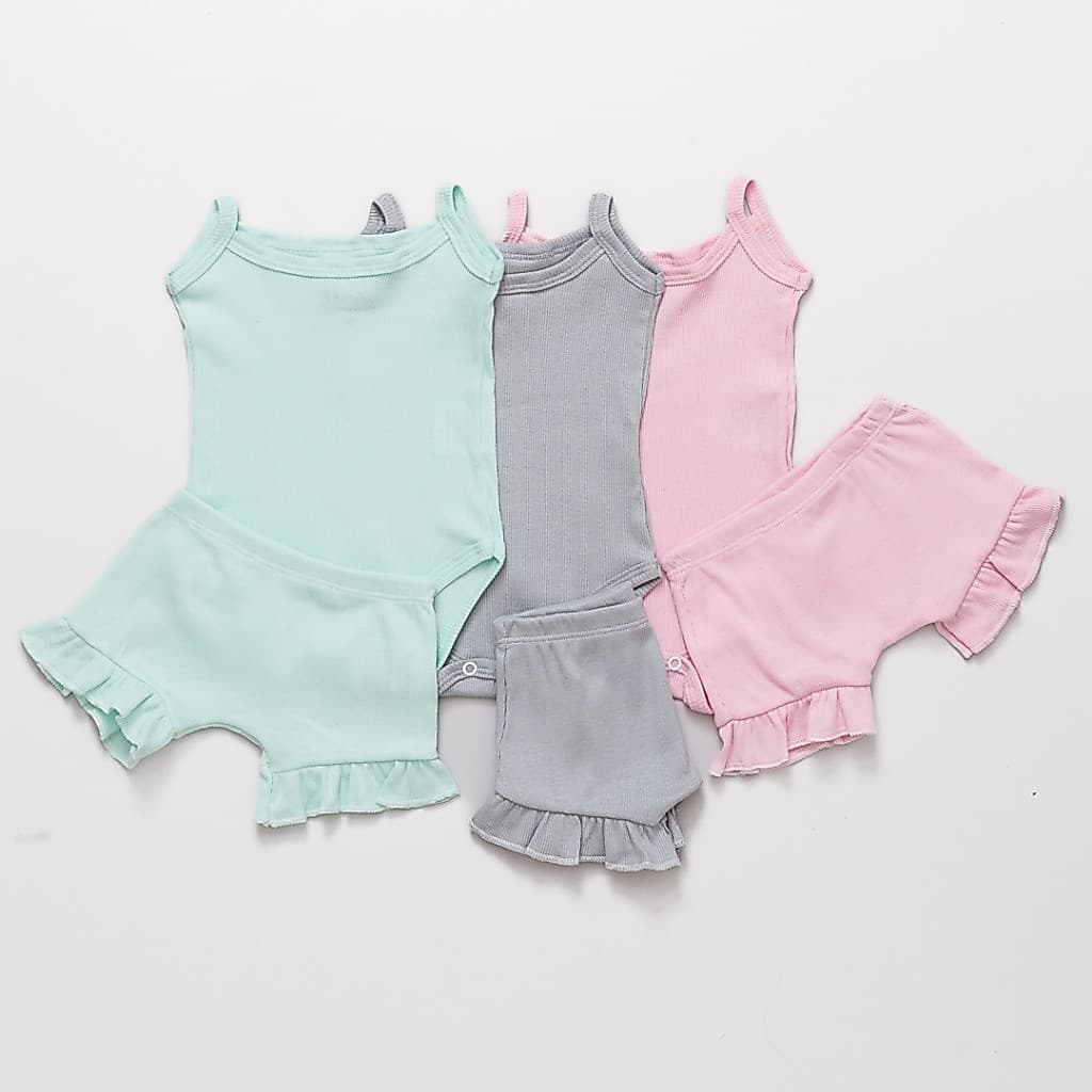 Kit 03 Conjuntos Em Ribana Body+Short com babados Menina 100%algodão