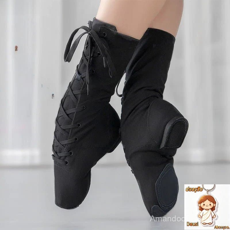 Adequado para Crianças e Adultos Botas de Lona de Cano Alto para Dança Jazz Meninas Sapatos de Prática