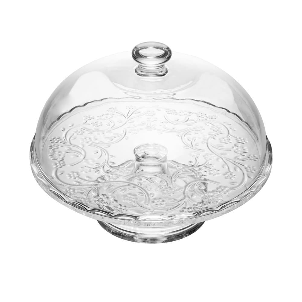 Prato para Bolo com Pé e Tampa Daisy 28,5cm x 28,5cm x 21cm Cristal - WOLFF