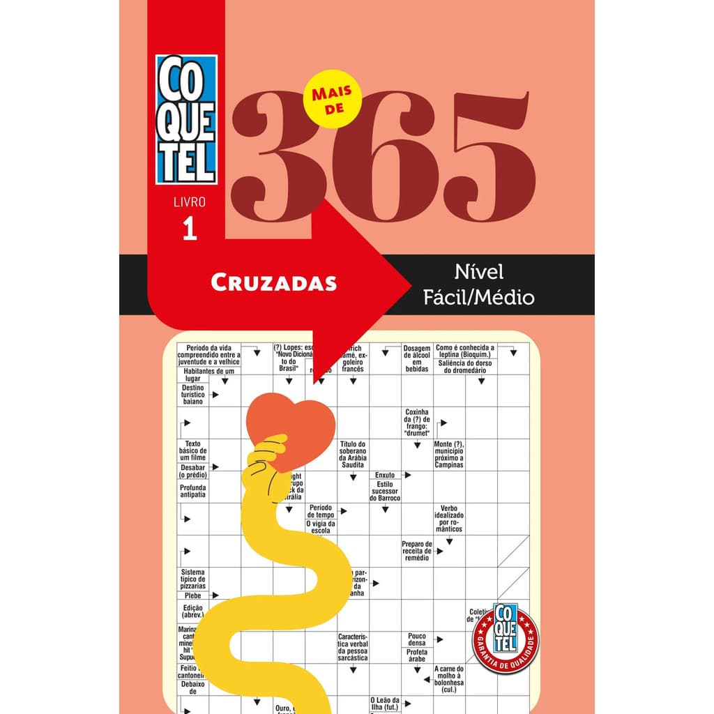 Livro Mais de 365 Palavras Cruzadas - Nível Fácil/Médio - Livro 1 - Coquetel