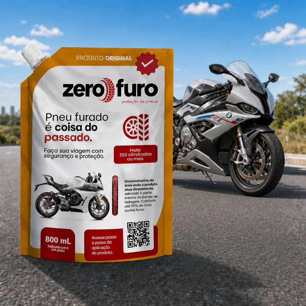 Zero Furo Selante Antifuro para Moto e Bike Elétrica 800 ml