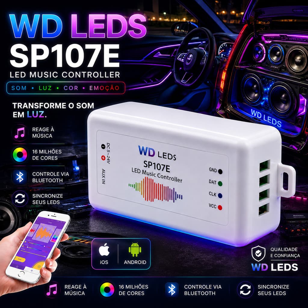 Central Sp107e Bluetooth Música Som Ws2811 Ws2812 Ws2815