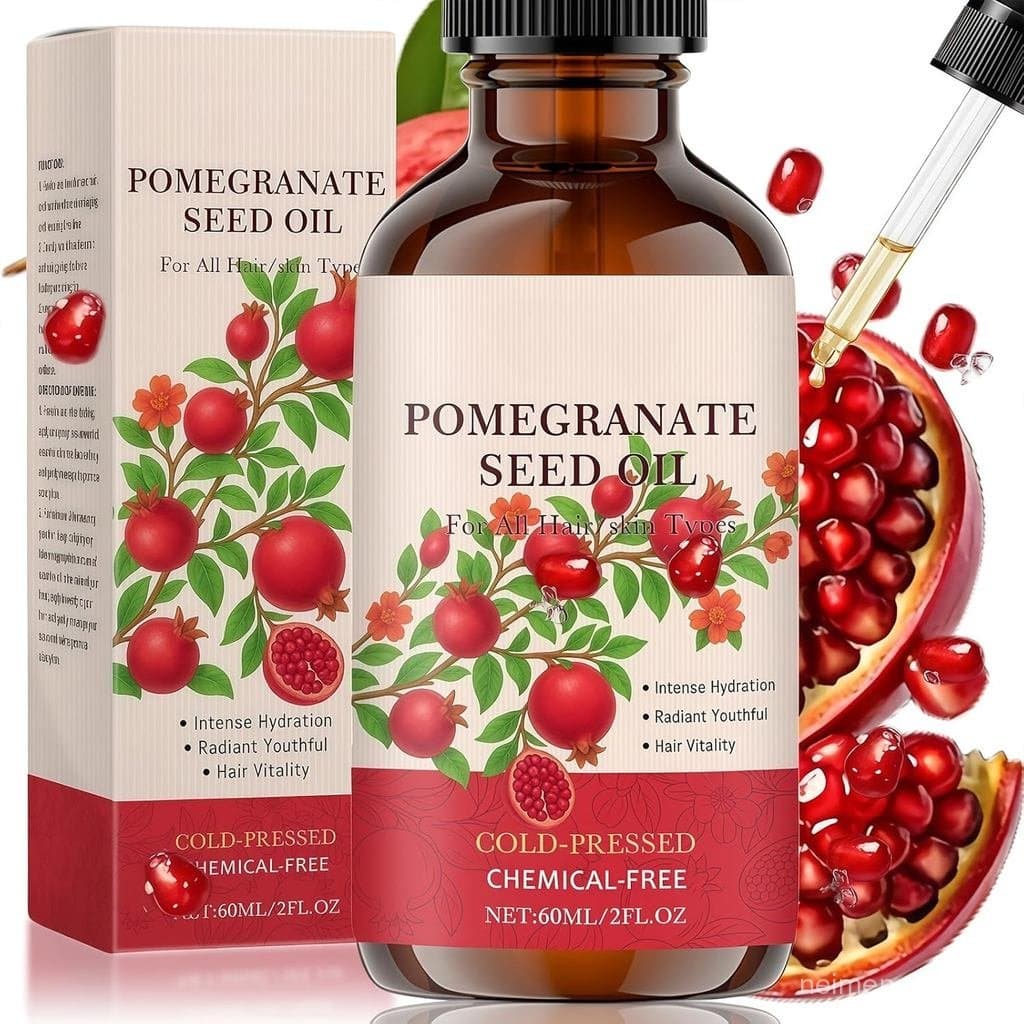 Óleo de Semente de Romã Prensado a Frio, 100% Puro para Nutrição da Pele e do Cabelo, Aumenta a Elasticidade da Pele e P