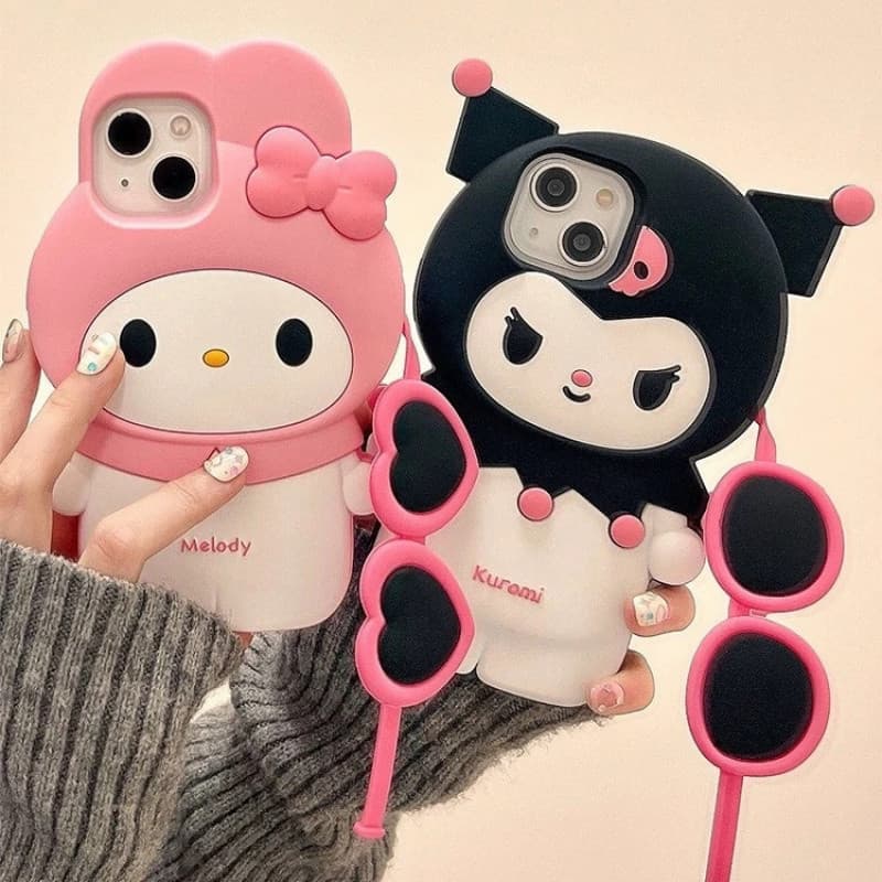 Capa protetora de silicone 3D para iPhone 15/14/13/12/15 ProMax, tema Kuromi VYVL